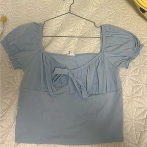 Baby blue puff sleeve crop top